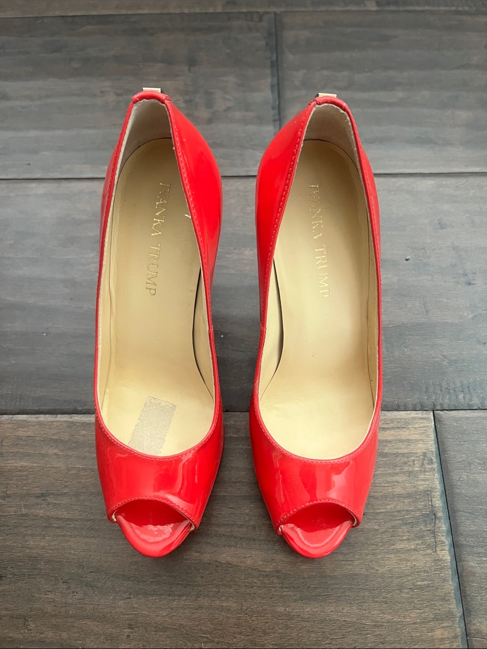 Ivanka Trump Red Patent Open-Toe Pumps